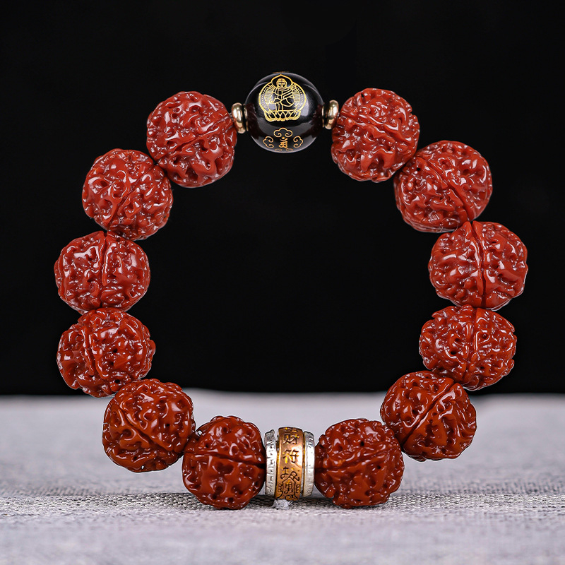 Ručno izrađena narukvica Rudraksha Bodhi perlama, s petlistim perlama, kineski stil