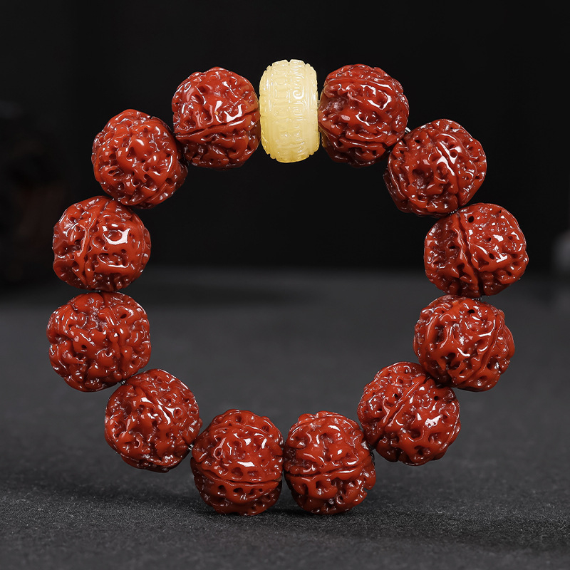 Ručno izrađena narukvica Rudraksha Bodhi perlama, s petlistim perlama, kineski stil