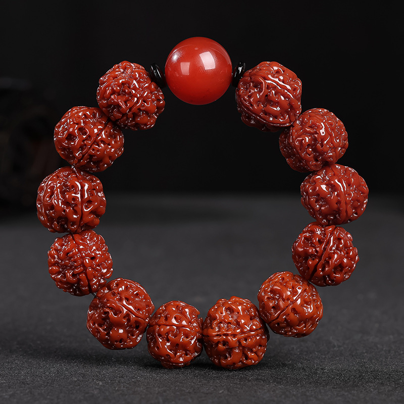 Ručno izrađena narukvica Rudraksha Bodhi perlama, s petlistim perlama, kineski stil