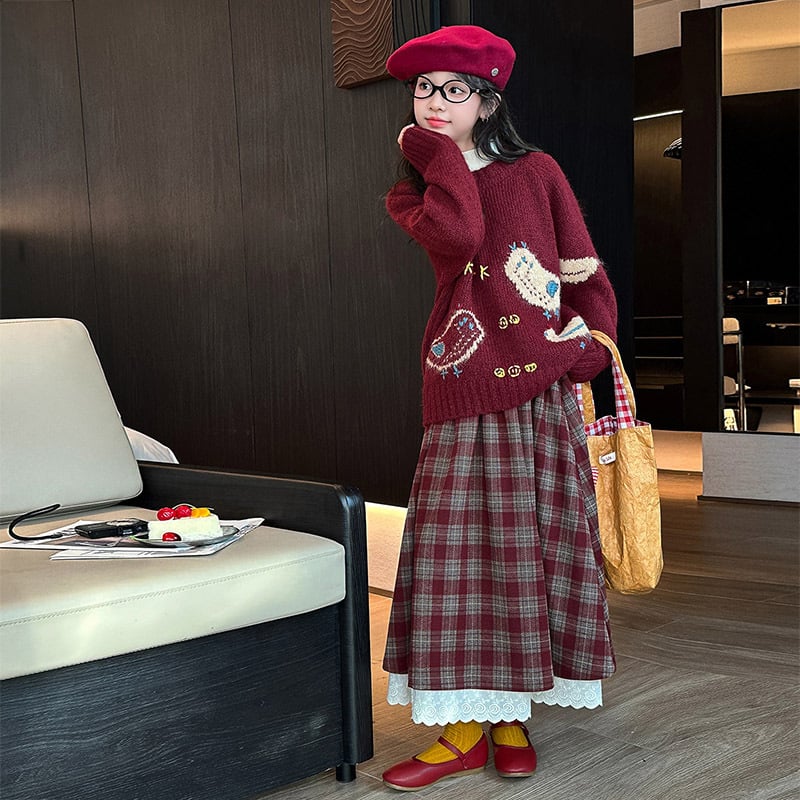 Meitenēm adīts džemperis ar garām piedurknēm, apaļš kakls, korejiešu stils, 75% poliesters, rudens 2025