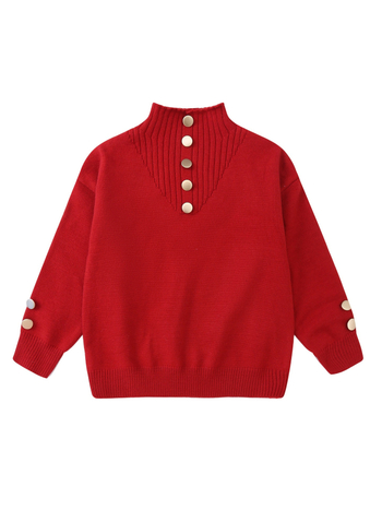 Meitenēm adīts biezs flīsa džemperis ar korejas stila stāvošu apkakli, garām piedurknēm