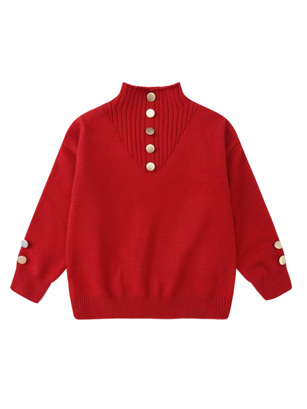 Meitenēm adīts biezs flīsa džemperis ar korejas stila stāvošu apkakli, garām piedurknēm