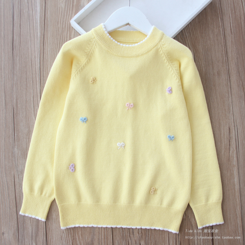 Bērnu adīts džemperis, vienkrāsains, ar apaļu kaklu, garām piedurknēm, truša kažokādas audums, pavasaris 2025