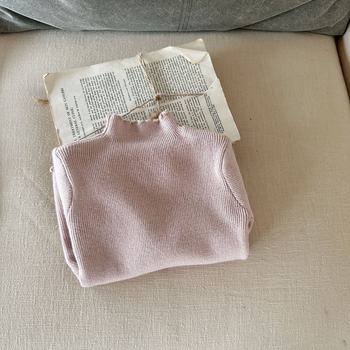 Bērnu džemperis korejiešu stilā meitenēm, adīts materiāls ar 50% akrila, garas piedurknes, vienkrāsains raksts, piemērots ziemai un rudenim