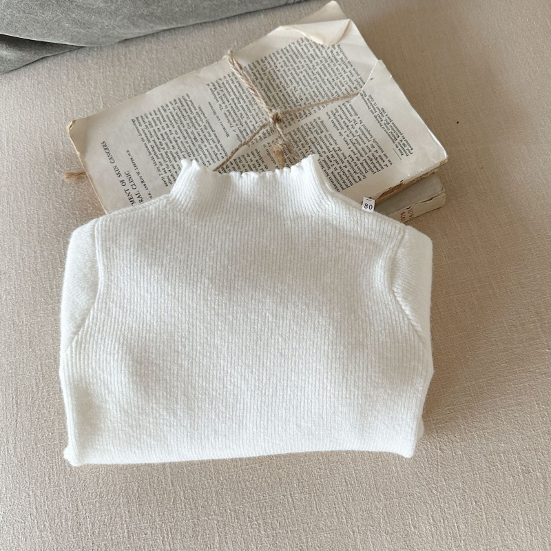 Bērnu džemperis korejiešu stilā meitenēm, adīts materiāls ar 50% akrila, garas piedurknes, vienkrāsains raksts, piemērots ziemai un rudenim