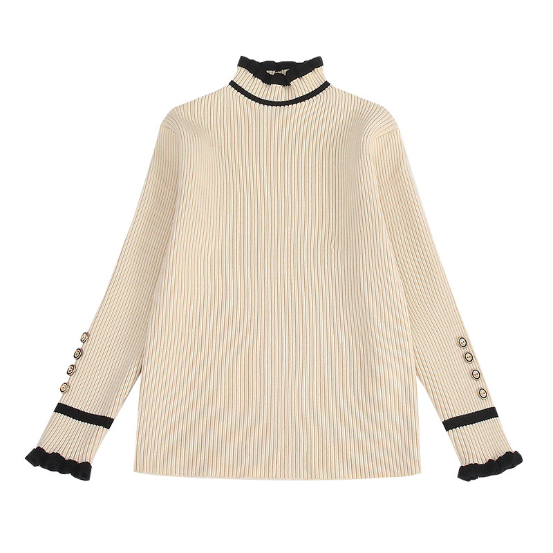 Meitenēm paredzēts korejiešu stilā velūra adīts džemperis ar trušu kažokādas core-spun šķiedrām, biezs