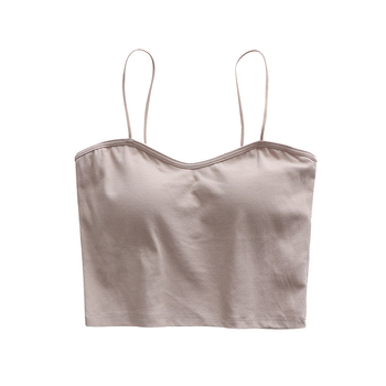 Дамска потничка с подплънка за бюст, памук 90–95%, V-образно деколте, презрамкова кройка, 161–180 g/m²