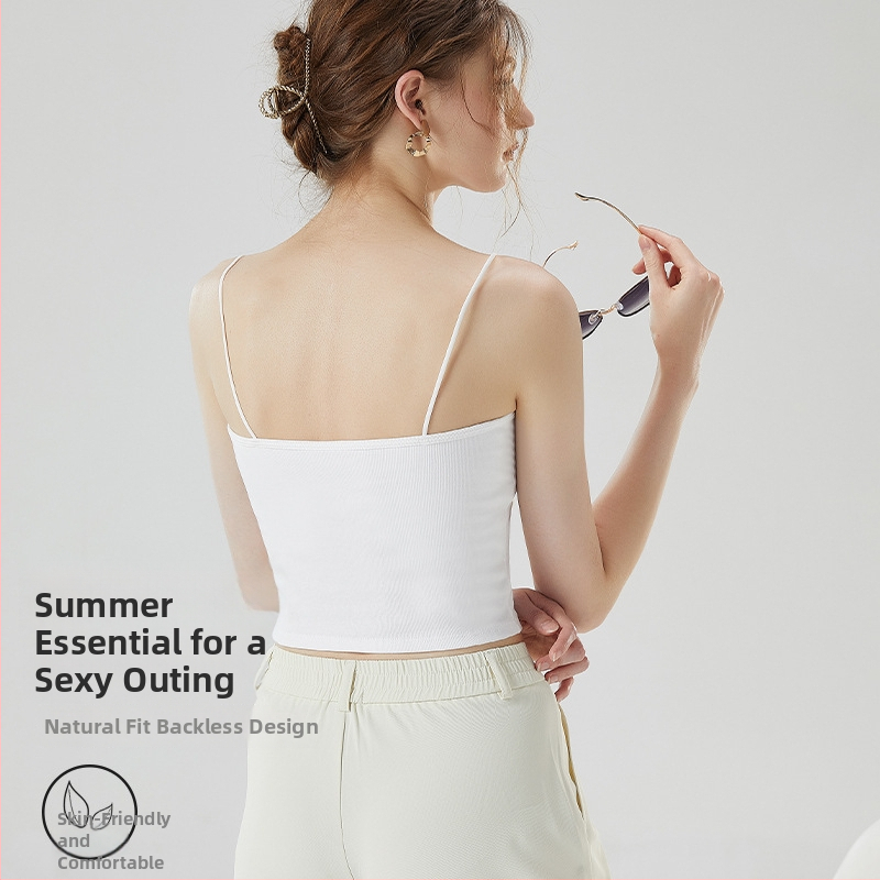 Camisola s vložkou na prsiach, bavlna 90–95%, V-krk, ramenný štýl, 161–180 g/m²