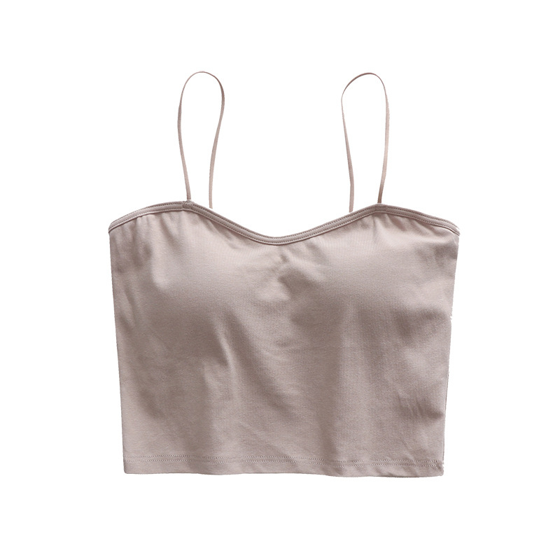 Дамска потничка с подплънка за бюст, памук 90–95%, V-образно деколте, презрамкова кройка, 161–180 g/m²