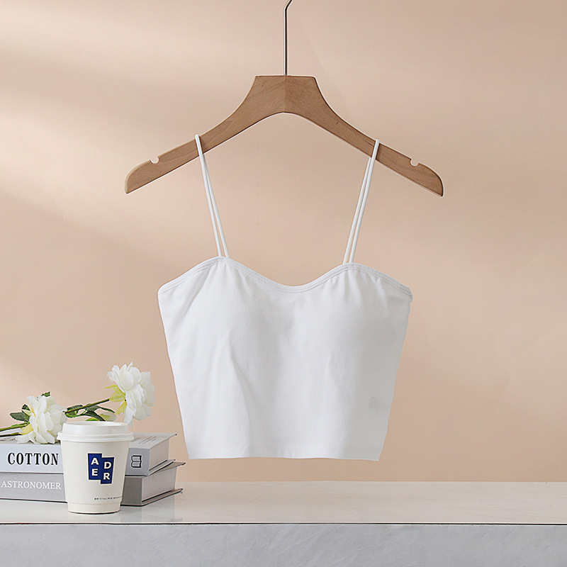 Дамска потничка с подплънка за бюст, памук 90–95%, V-образно деколте, презрамкова кройка, 161–180 g/m²