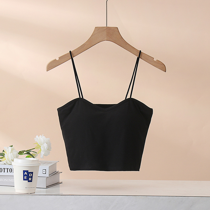 Дамска потничка с подплънка за бюст, памук 90–95%, V-образно деколте, презрамкова кройка, 161–180 g/m²