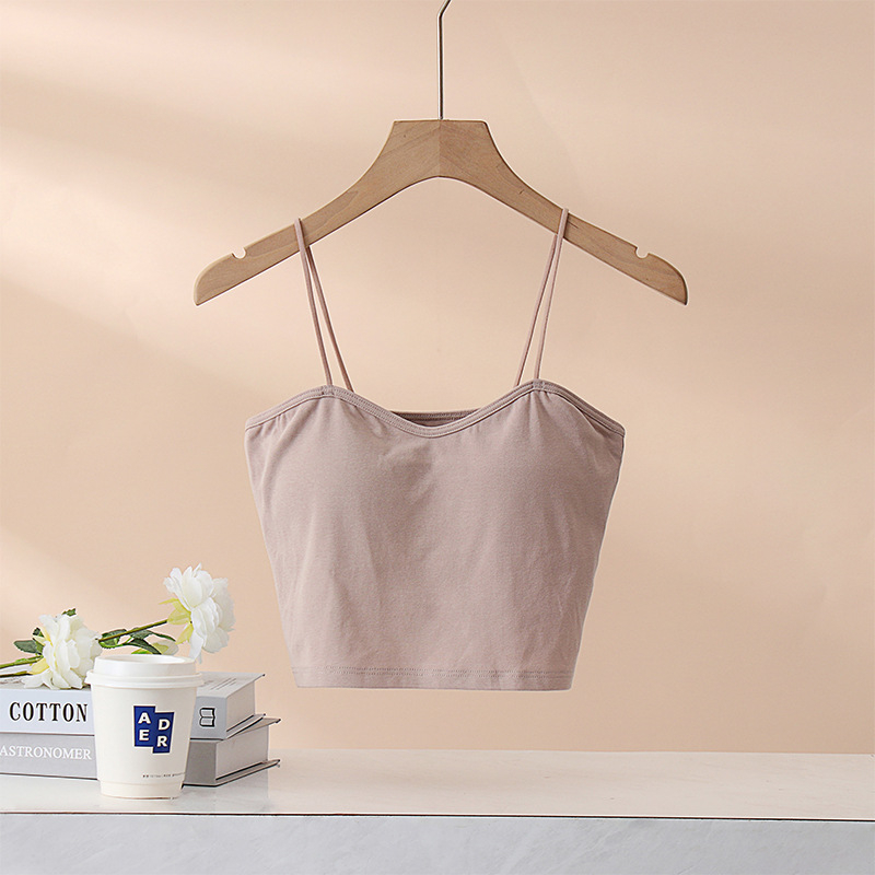 Дамска потничка с подплънка за бюст, памук 90–95%, V-образно деколте, презрамкова кройка, 161–180 g/m²