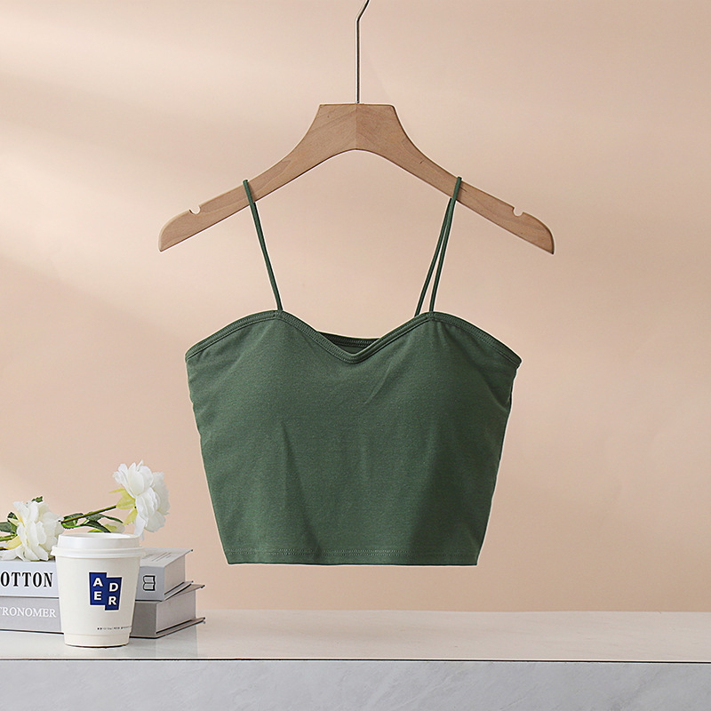 Дамска потничка с подплънка за бюст, памук 90–95%, V-образно деколте, презрамкова кройка, 161–180 g/m²