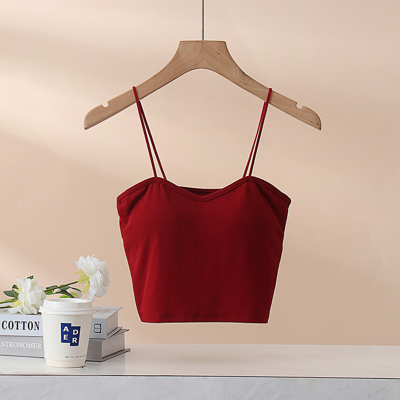 Дамска потничка с подплънка за бюст, памук 90–95%, V-образно деколте, презрамкова кройка, 161–180 g/m²