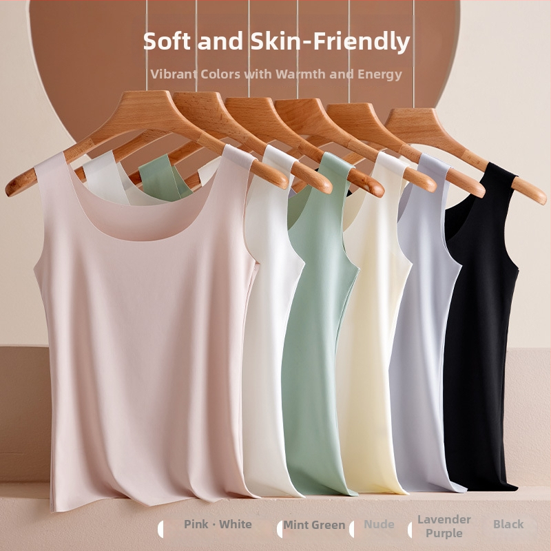 Ultra tenký top z Ice Silk, bezšvový dámsky top bez rukávov s chrbtovým remienkom, pohodlný štíhly strih