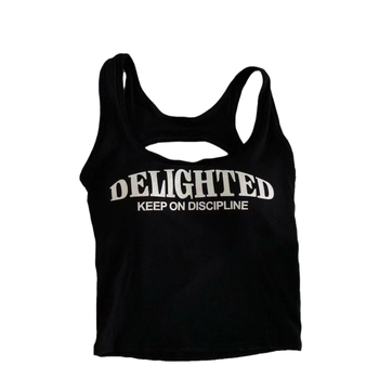 Камизол с отвори и принт, памучна подплата, 100% памук, кръгла яка, стил жилетка