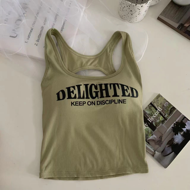 Камизол с отвори и принт, памучна подплата, 100% памук, кръгла яка, стил жилетка