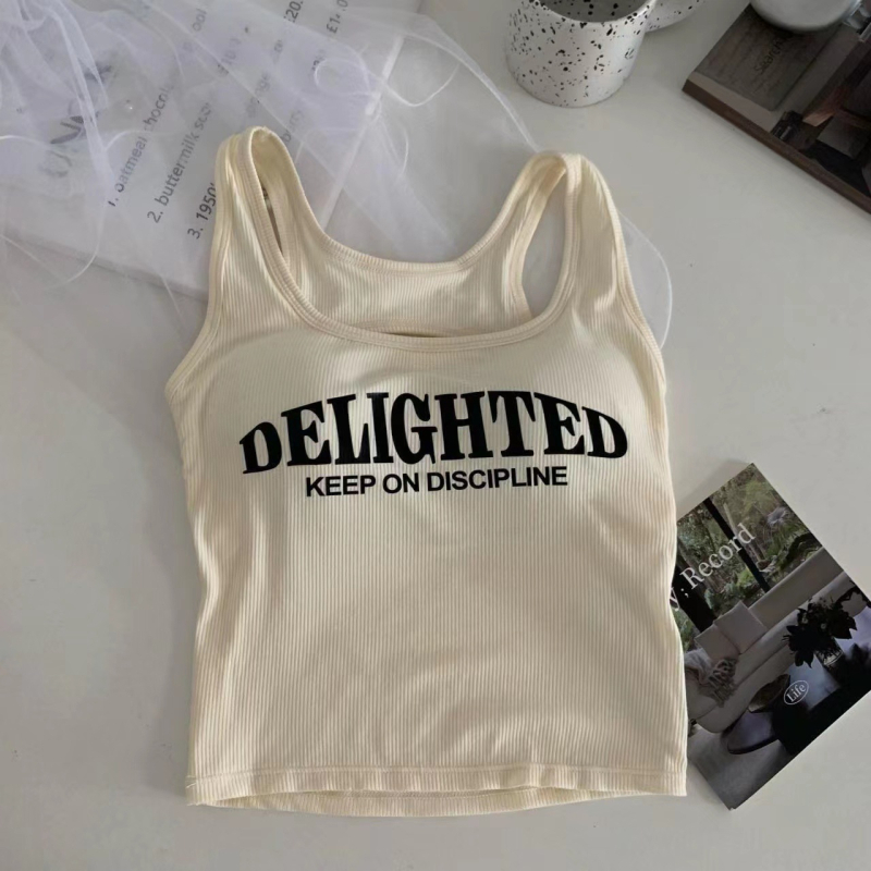 Камизол с отвори и принт, памучна подплата, 100% памук, кръгла яка, стил жилетка