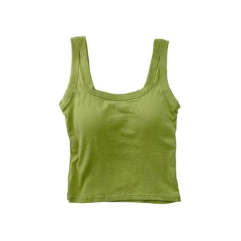 Памучна жилетка с квадратно деколте и широки презрамки, безшевна едночастна кройка, 100% памук, дебелина 141–160 г/м², подходяща за всички сезони