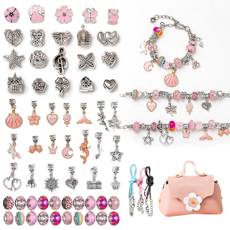 Lastele sobiva alumiiniumist käevõru – DIY käevõru helmikkarpide komplekt, lehekujuline ripats, rack plating viimistlus, tüdrukute/prinssess stiil, käe ehe