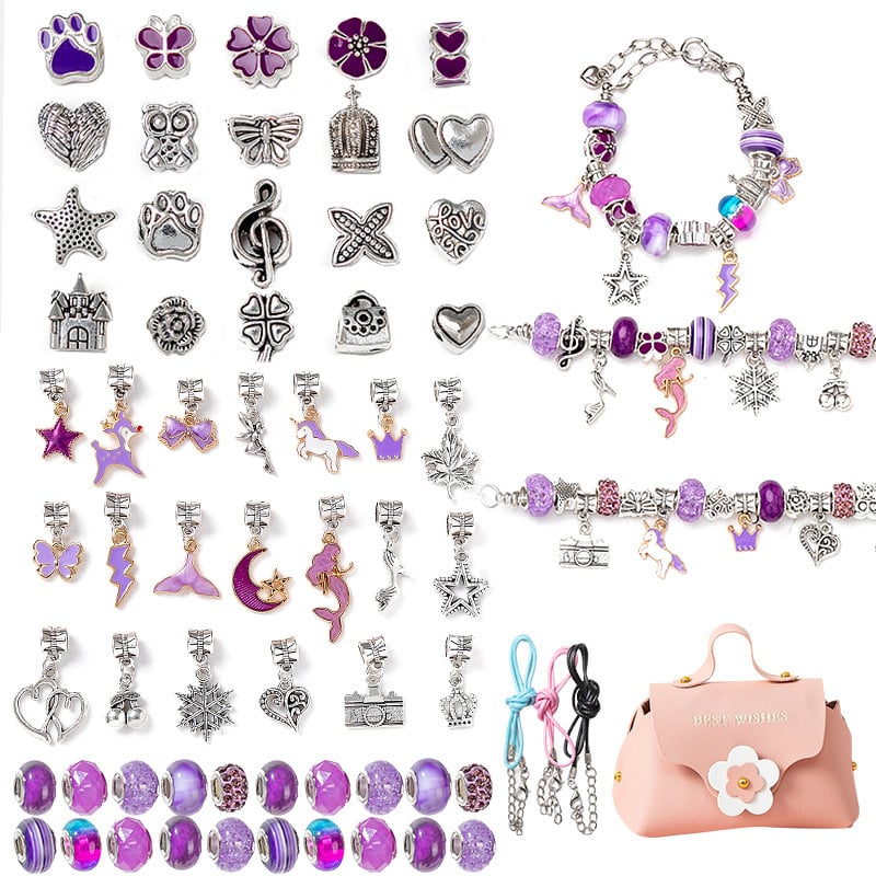 Lastele sobiva alumiiniumist käevõru – DIY käevõru helmikkarpide komplekt, lehekujuline ripats, rack plating viimistlus, tüdrukute/prinssess stiil, käe ehe