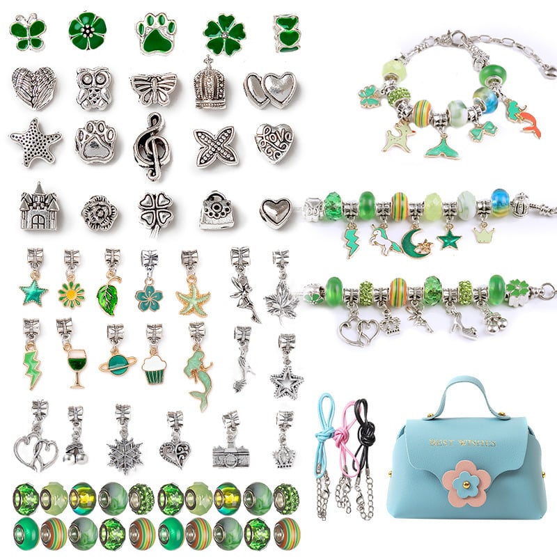 Lastele sobiva alumiiniumist käevõru – DIY käevõru helmikkarpide komplekt, lehekujuline ripats, rack plating viimistlus, tüdrukute/prinssess stiil, käe ehe