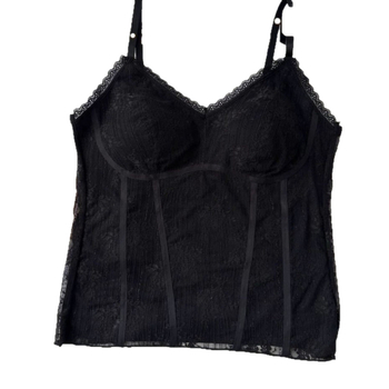 Csipkés camisole nylon anyaggal, beépített melltámaszokkal, V-nyakú, vest-stílusú felső