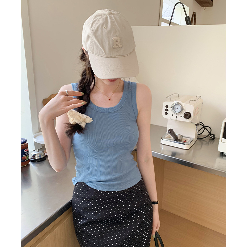Γυναικείο cami με τιράντες, ίσια γραμμή σωληνώματος, μήκος 50–65 cm, ύφασμα βαμβάκι‑βισκόζη 50–70%, ιαπωνικοκορεατικό casual στυλ