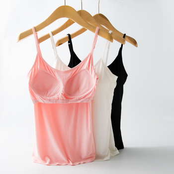 Camisolă feminină fără sârmă, cu pernuțe pentru sân, stil lejer, Slim, lungime normală, material modal