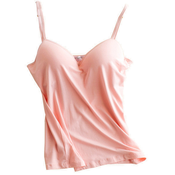 Camisolă feminină fără sârmă, cu pernuțe pentru sân, stil lejer, Slim, lungime normală, material modal