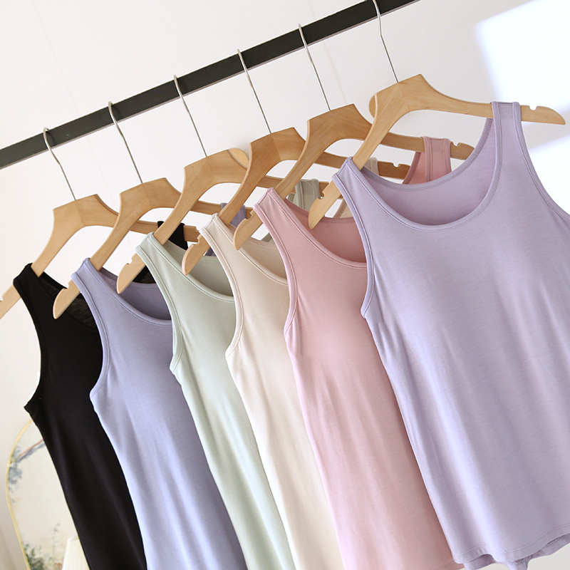 Сутиен-танк топ с подплънки, едноцяло бельо, модал плат, кръгло деколте, тънък плат 101–120 г/м²