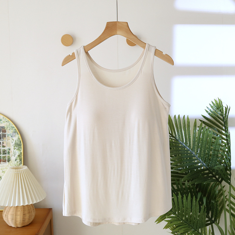 Сутиен-танк топ с подплънки, едноцяло бельо, модал плат, кръгло деколте, тънък плат 101–120 г/м²