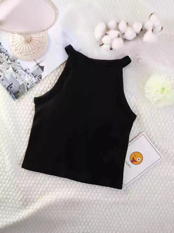 Halter top s punjenim šalicama, ugrađen dizajn leđa za lijep izgled, slim kroj, najlon s elastanom, super kratka duljina