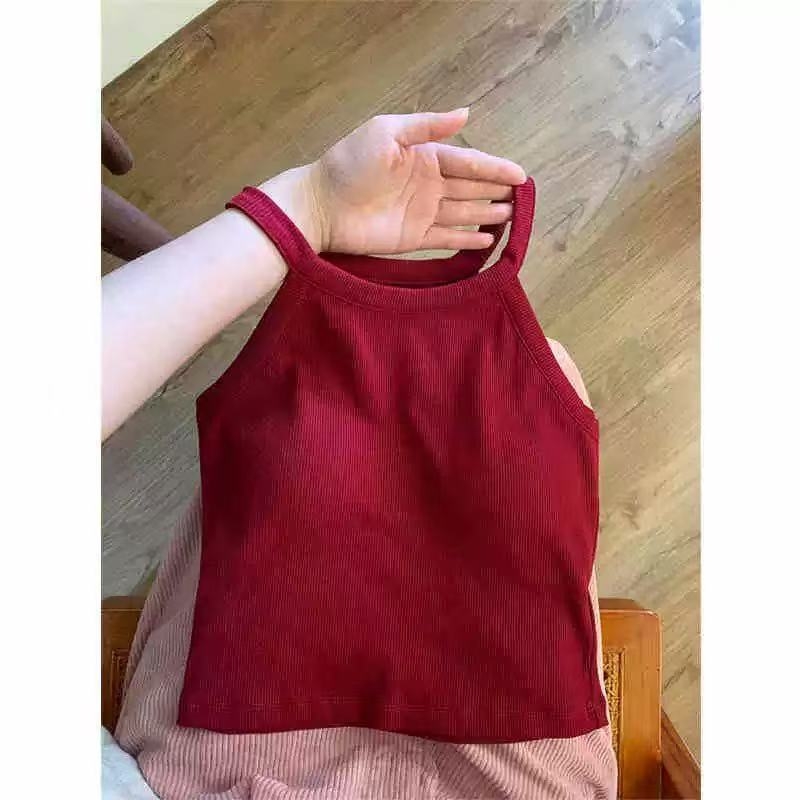 Halter top s punjenim šalicama, ugrađen dizajn leđa za lijep izgled, slim kroj, najlon s elastanom, super kratka duljina
