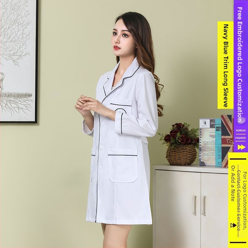 Kosmetoloģijas salonam universāla īsa darba jaka ar kažokādas apkakli, 3/4 garuma piedurknes, chenille audums ar spandex 30–50%, radiācijas aizsardzība