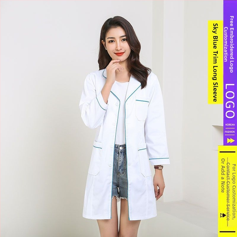 Kosmetoloģijas salonam universāla īsa darba jaka ar kažokādas apkakli, 3/4 garuma piedurknes, chenille audums ar spandex 30–50%, radiācijas aizsardzība