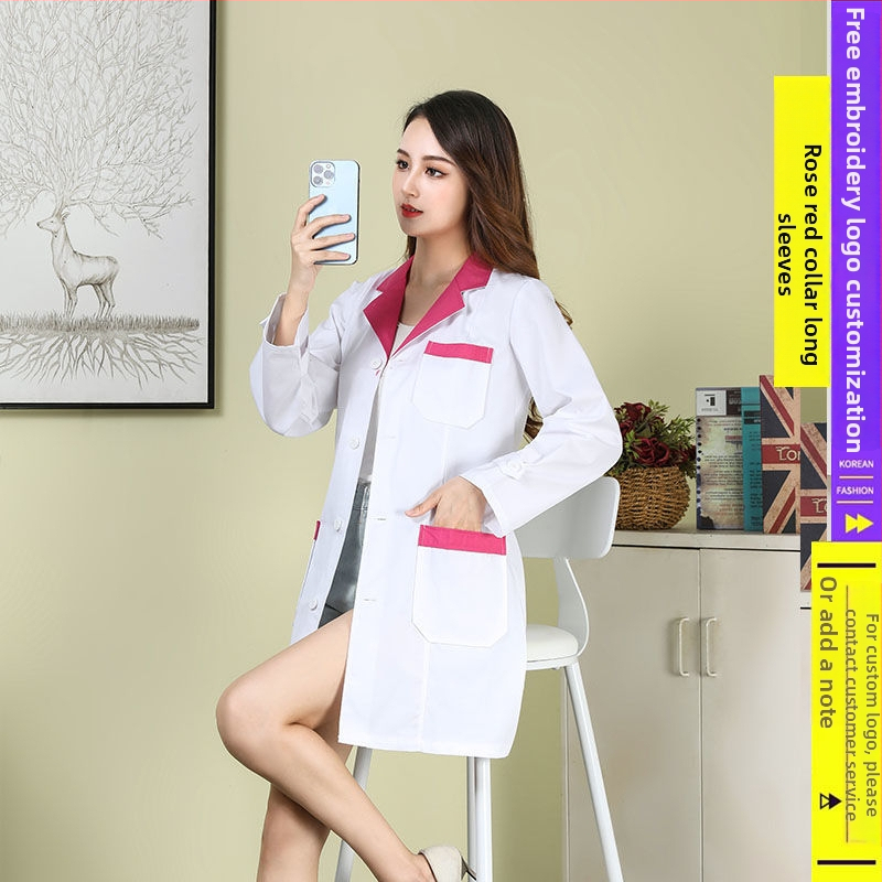 Kosmetoloģijas salonam universāla īsa darba jaka ar kažokādas apkakli, 3/4 garuma piedurknes, chenille audums ar spandex 30–50%, radiācijas aizsardzība