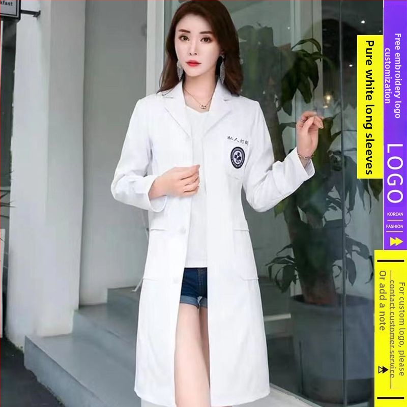 Kosmetoloģijas salonam universāla īsa darba jaka ar kažokādas apkakli, 3/4 garuma piedurknes, chenille audums ar spandex 30–50%, radiācijas aizsardzība