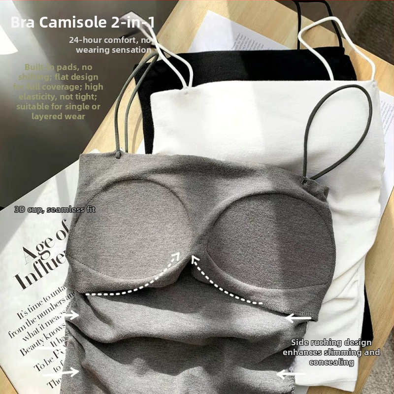 Vidēja svara top ar iekšējo krūšu un spilventiņu; plisu dizains; plānas siksnas; divi vienā; viskoze 90–95%; vidēja svara audums 181–200 g/m2; piemērots pavasarim, vasarai un rudenim