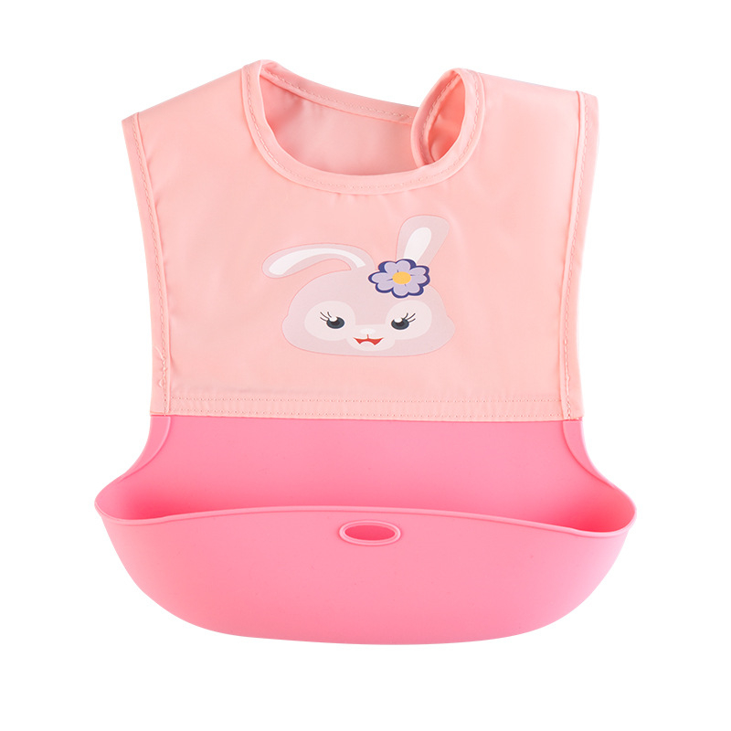 Jie Yuer Dječji silikonski ubrus za hranjenje, vodootporan, silikon za hranu, unisex, motiv životinja/crtani, pogodan za dojenčad i djecu 1-3 godine (80-100 cm)