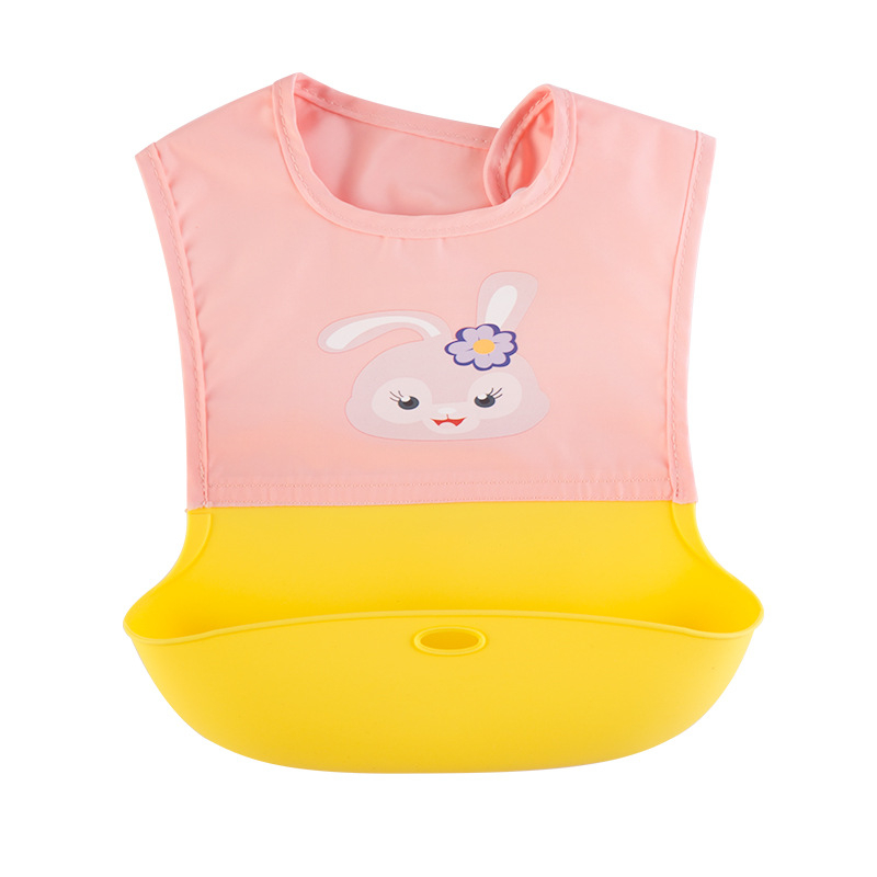 Jie Yuer Dječji silikonski ubrus za hranjenje, vodootporan, silikon za hranu, unisex, motiv životinja/crtani, pogodan za dojenčad i djecu 1-3 godine (80-100 cm)
