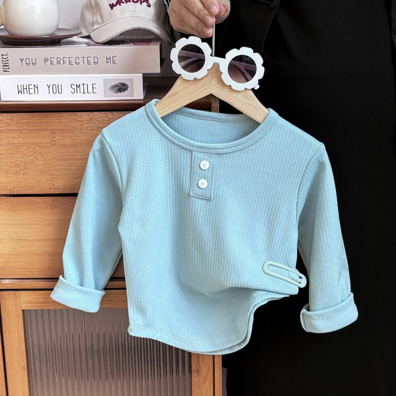 Bērnu garām piedurknēm bāzes slāņa tops, apaļā kakla, rudens-pavasara lietošanai, 90% poliester ar mīkstu apdari, vecuma grupa 3-8 gadi