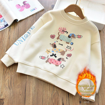 Meitenēm karikatūru raksts uz kokvilnas siltā džempera, garas piedurknes, puloveris