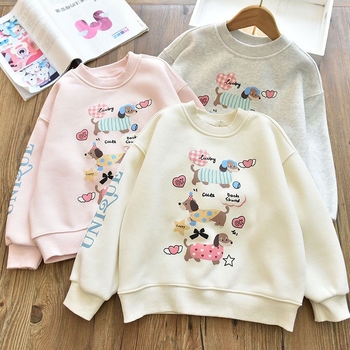 Meitenēm karikatūru raksts uz kokvilnas siltā džempera, garas piedurknes, puloveris