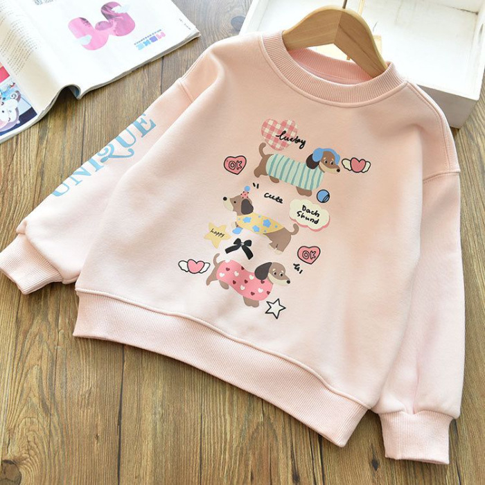 Meitenēm karikatūru raksts uz kokvilnas siltā džempera, garas piedurknes, puloveris