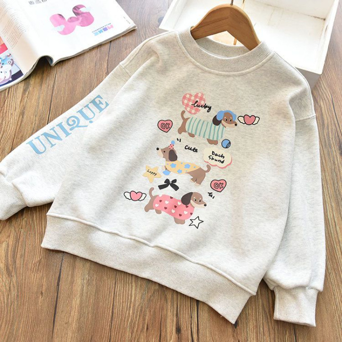 Meitenēm karikatūru raksts uz kokvilnas siltā džempera, garas piedurknes, puloveris