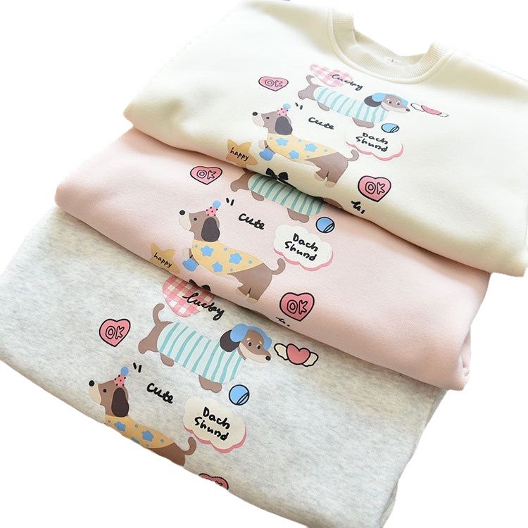 Meitenēm karikatūru raksts uz kokvilnas siltā džempera, garas piedurknes, puloveris