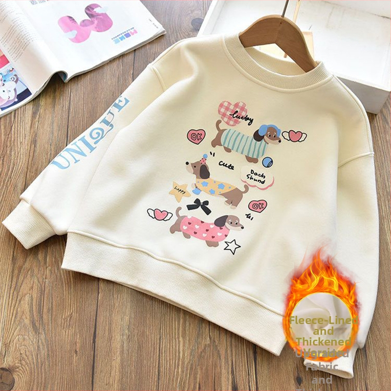 Detská mikina s karikatúrnym vzorom, bavlna, hrubá látka, dlhé rukávy, pulóver