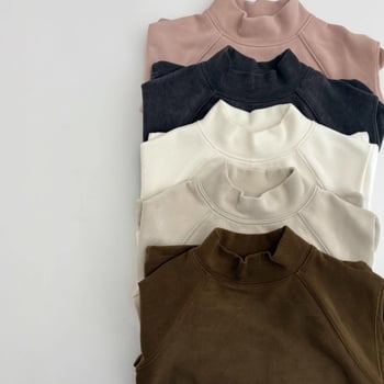 Bērnu pašsiltējošs pamata tops ar augstu apkakli, garām piedurknēm, universāls, 320 g samta audums, apkures akrila un Lenzing Tencel.