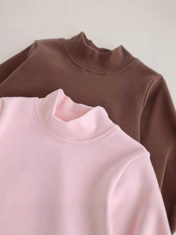 Bērnu kokvilnas maisījuma apakšējā virsdrēbe ar garām piedurknēm, vidēja kakla, vienkrāsaina, 3-8 gadi